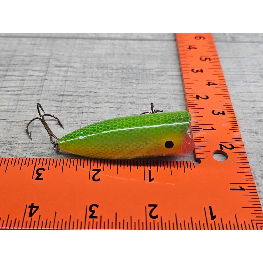 Vintage Heddon Lucky 13 Plastic Spook Lure Chartreuse Shore Minnow Clear Belly